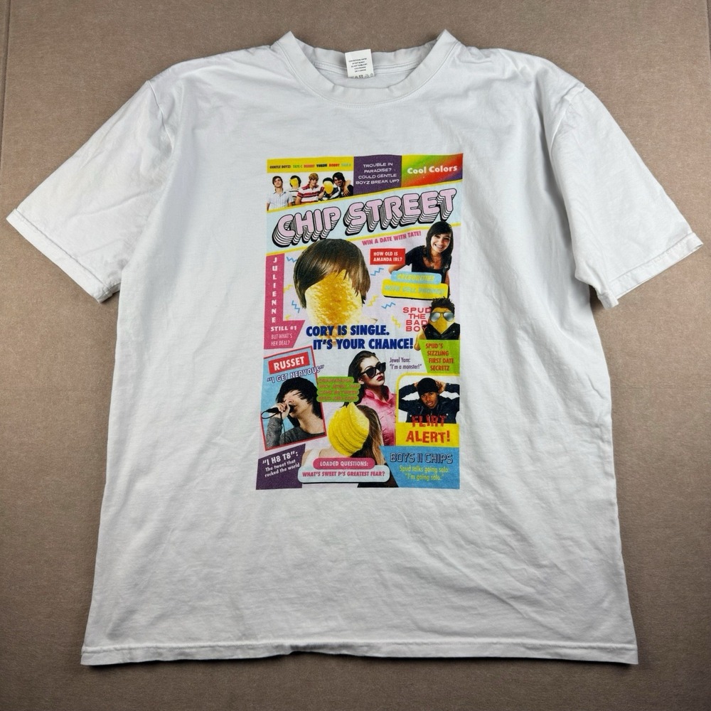Chip Street T-Shirt‎ Men 3XL White Funny Graphic Parody Boy Band Humor Magazine